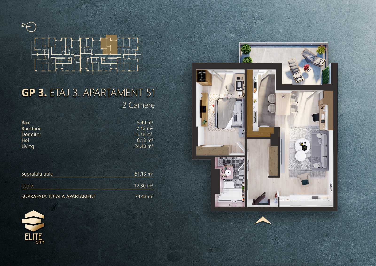 Apartamente 2 camere GP3 | Elite City